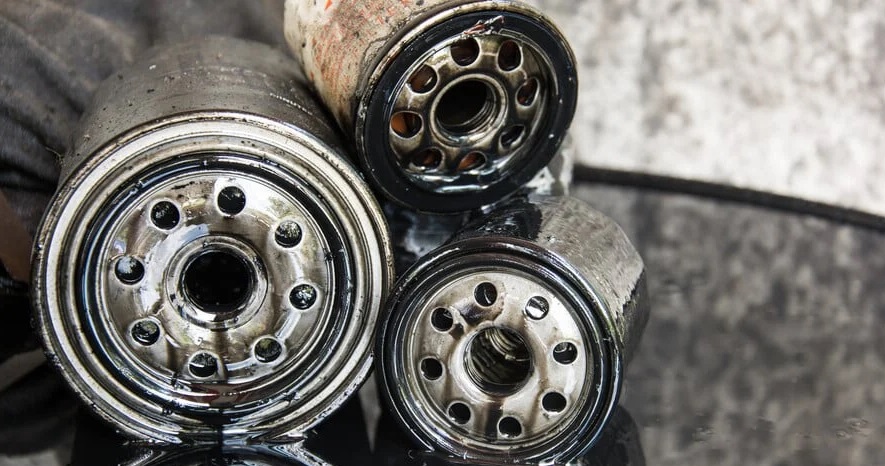 Toyota forklift oil filters showing deterioration signs